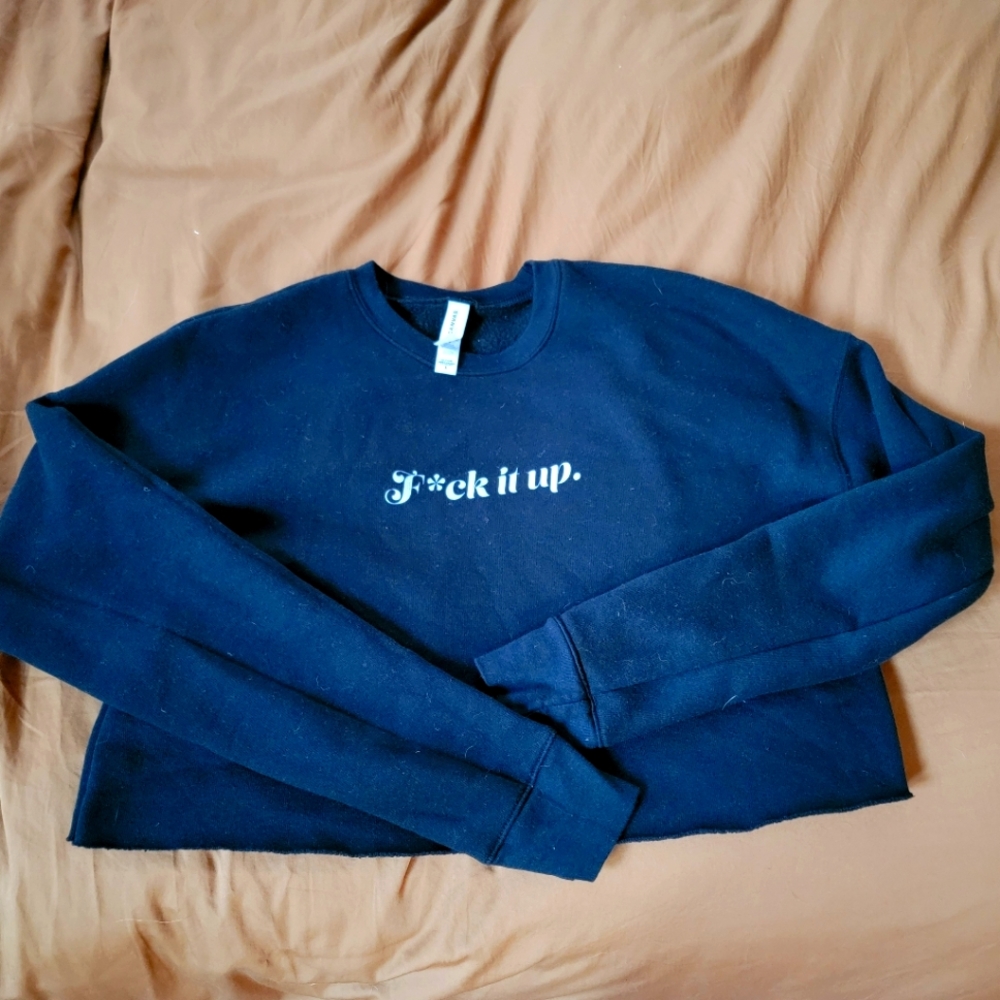 Cropped Black Cozy Fleece Sweatshirt